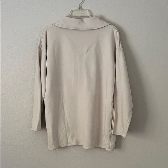 J. Crew University Terry Long Half-zip Tunic Relaxed Fit Cream in Size XS - Picture 7 of 15